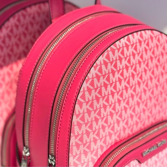 Michael Kors Jaycee Medium Ombré Signature Logo Backpack Dragonfruit - Picture 5 of 8